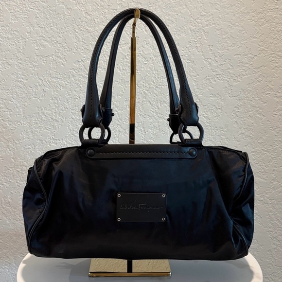 Salvatore Ferragamo Black Nylon Shoulder Bag - Picture 1 of 15